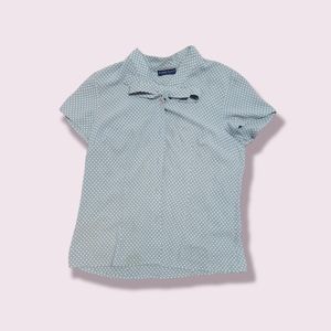 Karen Scott Blue polka dot button down